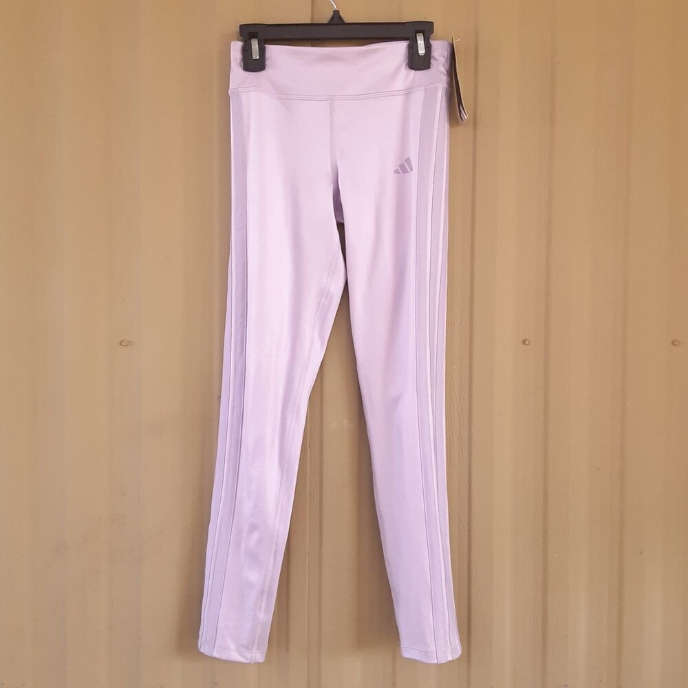 adidas Studio Purple Solid Ankle Leggings Elastic Waist Stretch girls M 10-12